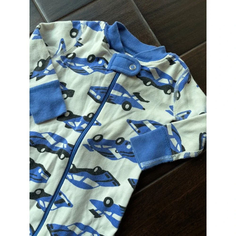 Hanna Andersson Baby Boys Race Car Organic Cotton Zip Up Sleeper Pajamas 3-6M